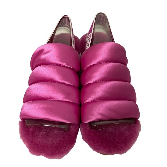 UGG Womens Puff Yeah Slippers Size 5 Slides Pink Fuchsia - Picture 2 of 3